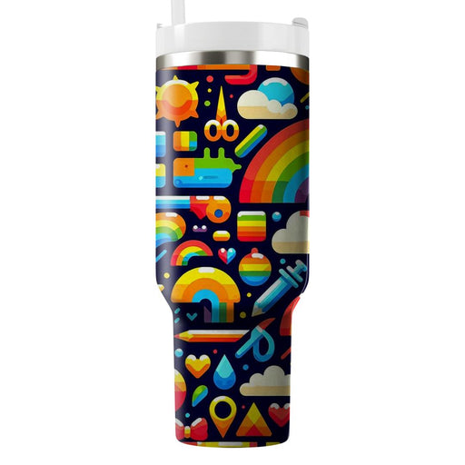 Vibrant Rainbow Stripes  Personalized Tumblers