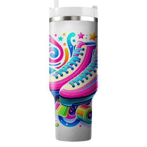 Bright Retro Skates  Travel Tumblers