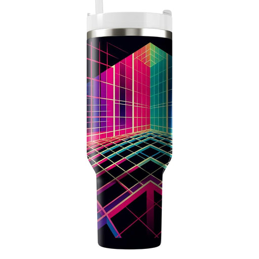 Vibrant 80s Neon Grid  Custom Tumblers