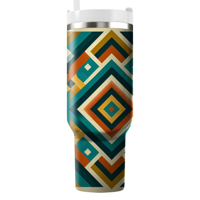 Retro Patterned Diamonds Insulated Tumblers