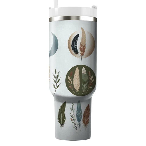 Bohemian Chic Feathers  Tumblers With Lids