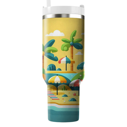 Whimsical Beach Scene  Tumblers With Lids