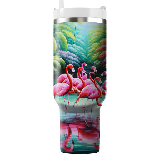 Vibrant Flamingo Lagoon  Tumblers With Lids