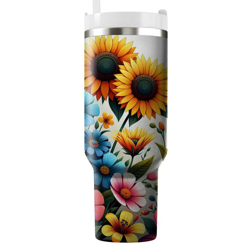 Vibrant Floral Patchwork  Unique Tumblers