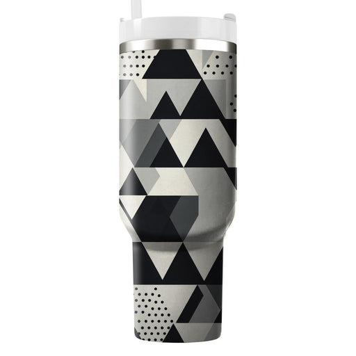 Sleek Monochrome Triangles  Tumblers With Lids