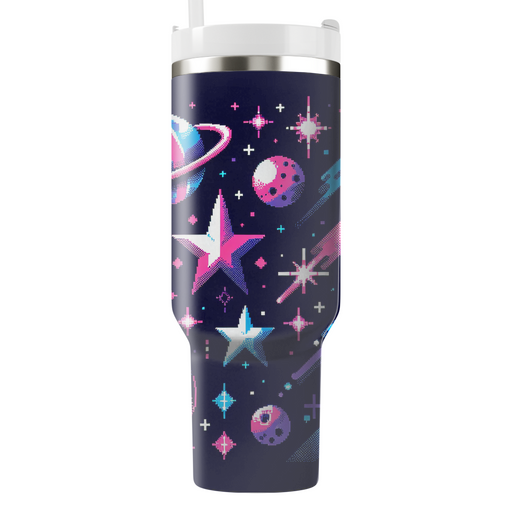 Retro Pixel Galaxy  Tumbler Cups