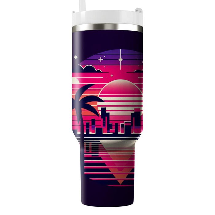 Vivid Synthwave Sunset  Personalized Tumblers