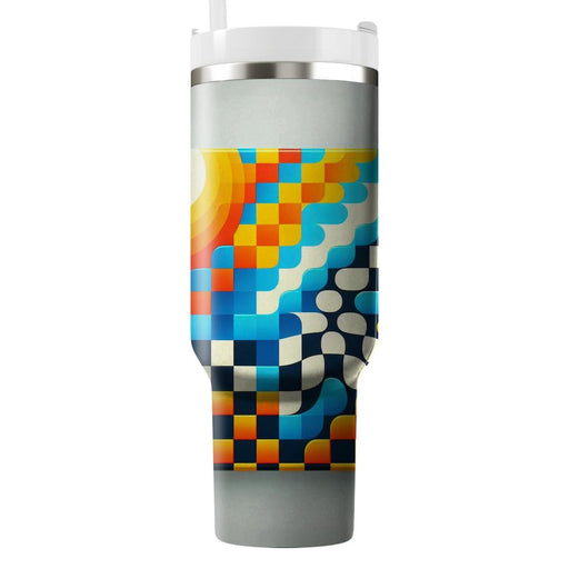 70s Style Checkerboard  Travel Tumblers