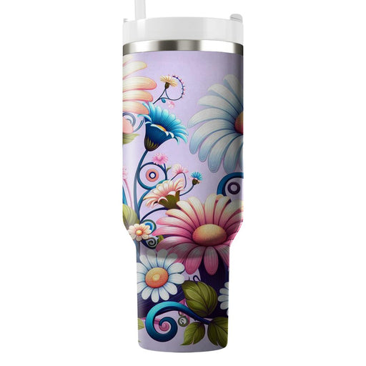 Whimsical Floral Dreamscape  Tumbler Cups