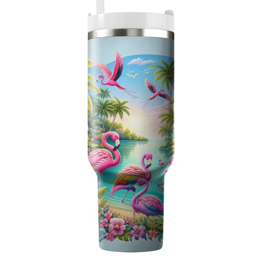 Whimsical Flamingo Paradise  Tumbler Cups