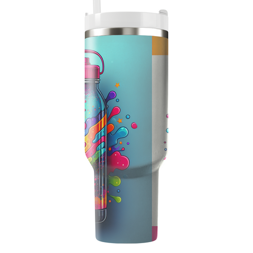 Neon Splatter Water Bottle Custom Tumblers