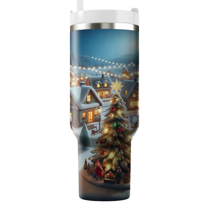 Winter Festive Village  Unique Tumblers