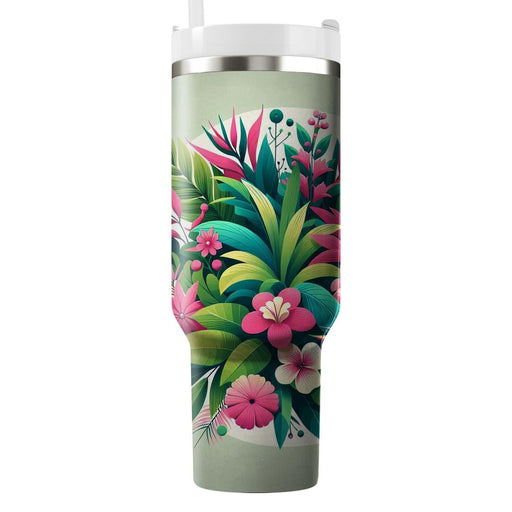 Vivid Tropical Flora  Tumblers With Lids