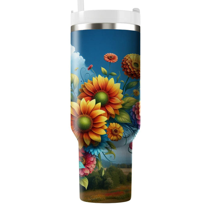 Bright Summer Floral Burst  Unique Tumblers