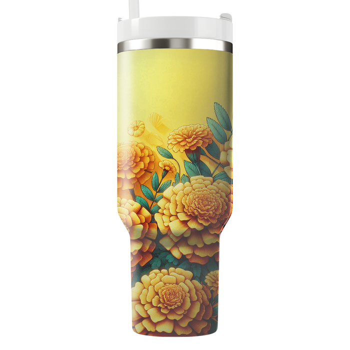 Sunlit Marigold Fields  Custom Tumblers