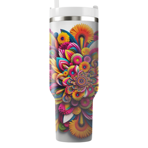 Bright Floral Kaleidoscope  Travel Tumblers