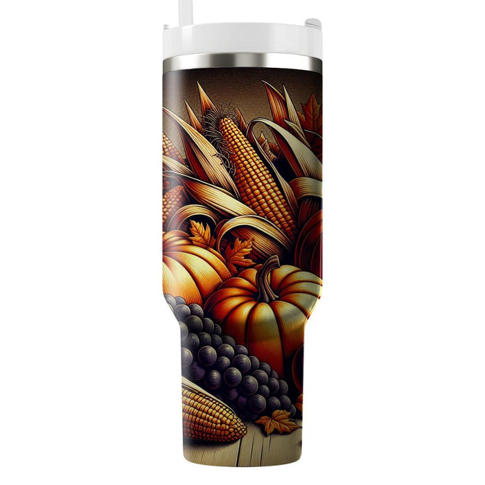 Autumn Harvest Feast Tumblers With Lids