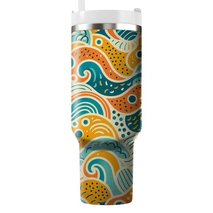 Waves And Dots  Personalized Tumblers