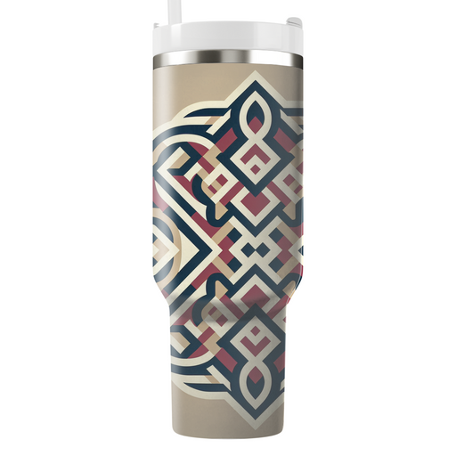 Vintage Geometric Diamond  Tumblers With Lids