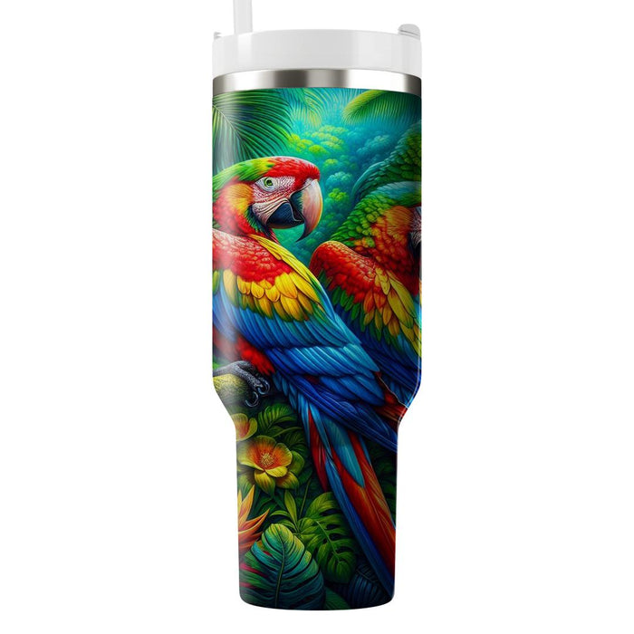 Vibrant Jungle Macaws  Tumbler Cups