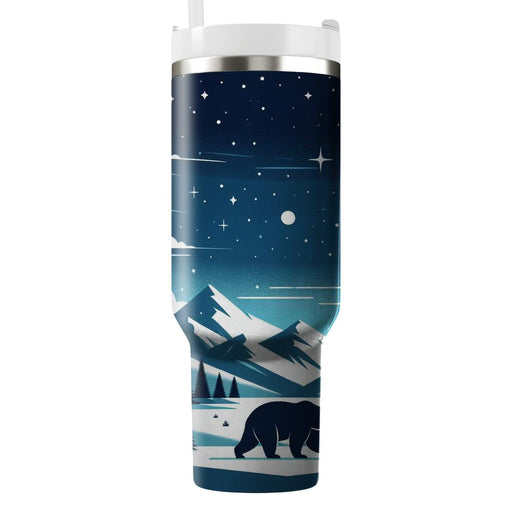 Black Bears Winter At Night  Personalized Tumblers