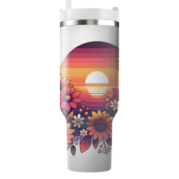 Sunset Floral Radiance  Travel Tumblers