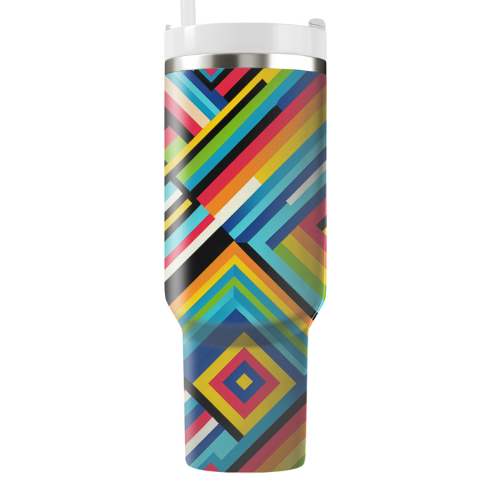 Geometric Rainbow Stripes  Custom Tumblers