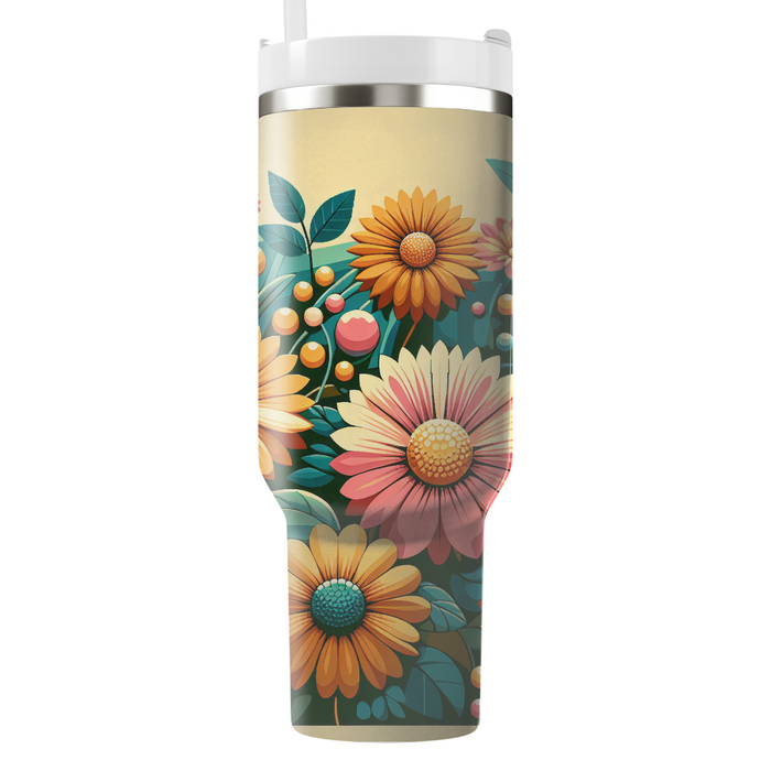 Retro Floral Medley  Tumbler Cups