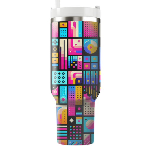 Vibrant Neon Mosaic  Personalized Tumblers