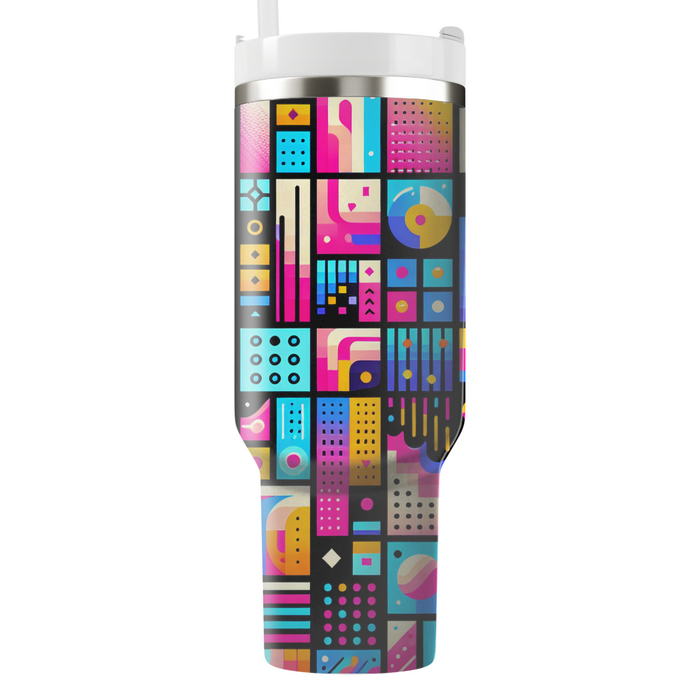 Vibrant Neon Mosaic  Personalized Tumblers