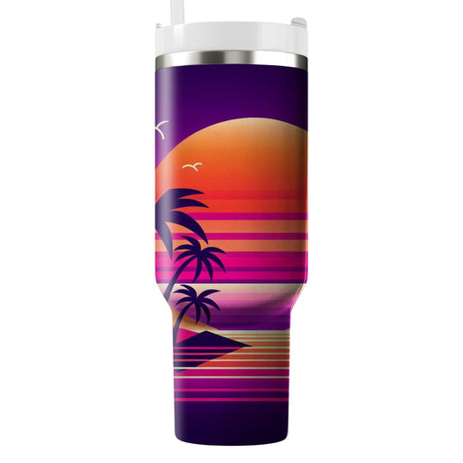 80s Synthwave Sunset  Tumblers With Lids