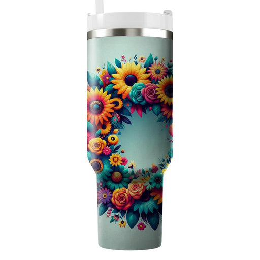 Whimsical Flower Wreath  Tumblers For Gifts