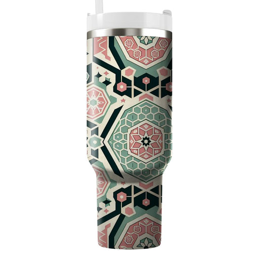 Floral Hexagon Fusion  Tumblers With Lids