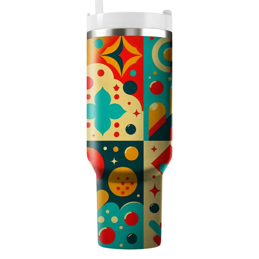 Retro Dot Mosaic  Tumblers With Lids