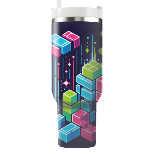 Retro Neon Tetris Personalized Tumblers