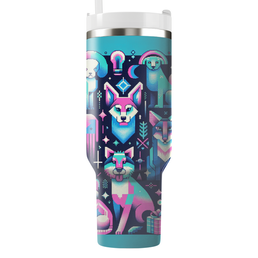 Pixelated Retro Animals Personalized Tumblers