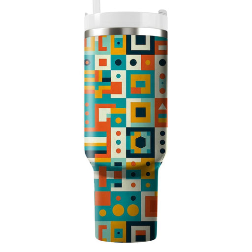 Geometric Mosaic Tile  Tumblers With Lids