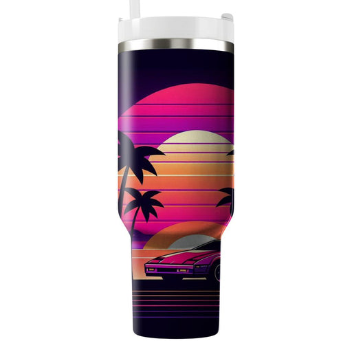 Synthwave Sunset Boulevard  Travel Tumblers