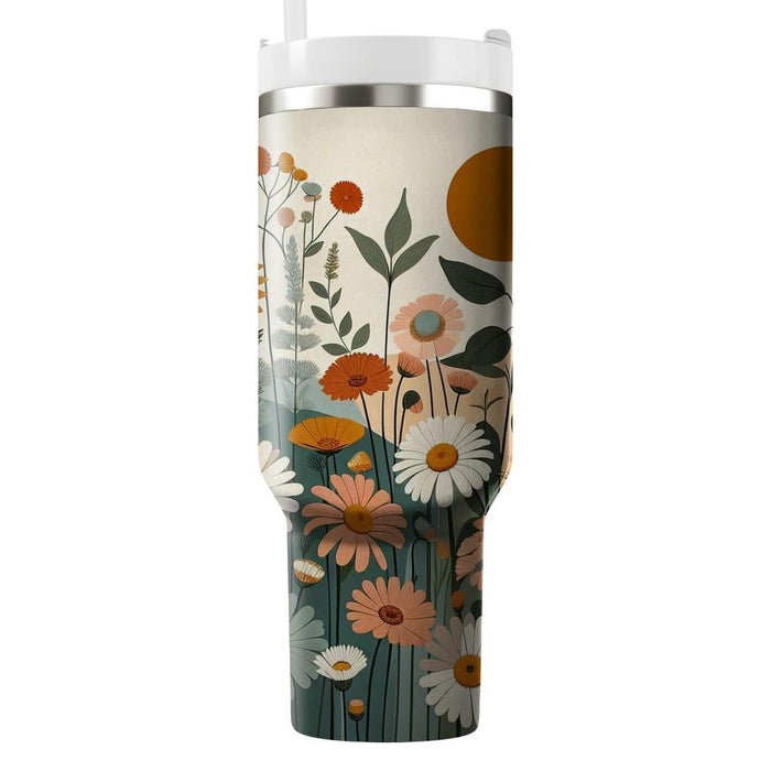 Vintage Flower Field  Tumbler Cups