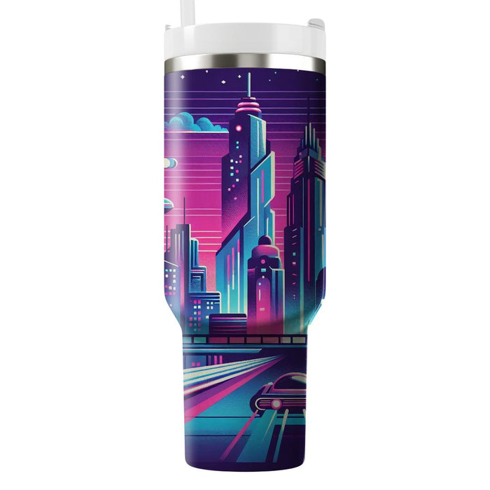 Retro Futurism City  Tumblers With Lids