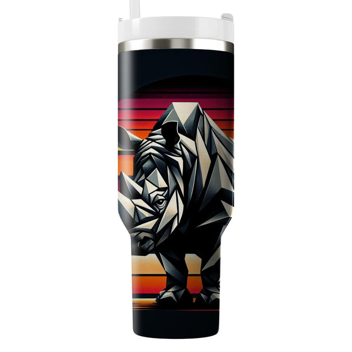 Geometric Rhino Charge  Travel Tumblers