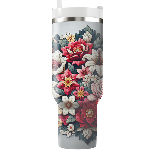 Glistening Floral Mosaic  Unique Tumblers