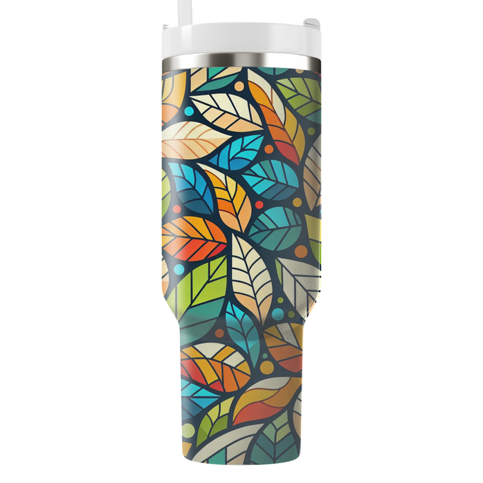 Vibrant Mosaic Leaf  Insulated Tumblers