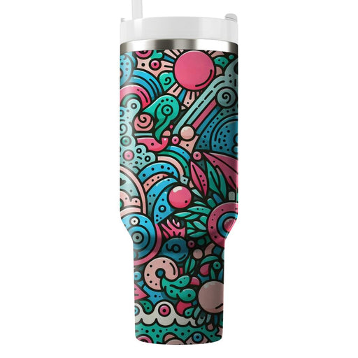 Funky Doodle Pattern  Personalized Tumblers