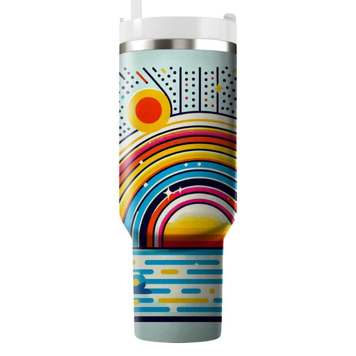 Vibrant 80s Rainbow  Travel Tumblers