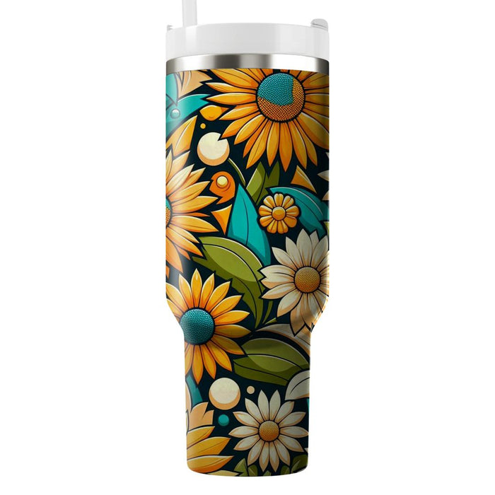 Vibrant Floral Sunshine  Tumbler Cups