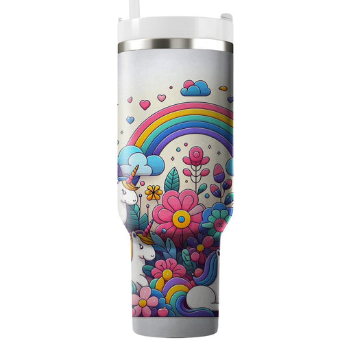 Vibrant Whimsical Unicorn  Travel Tumblers