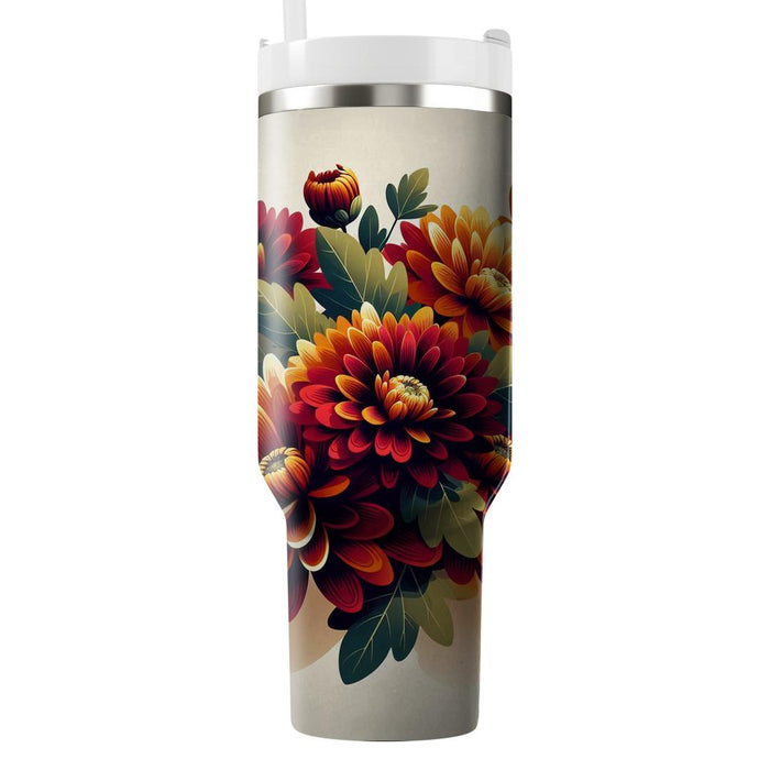 Autumn Chrysanthemum Burst  Unique Tumblers