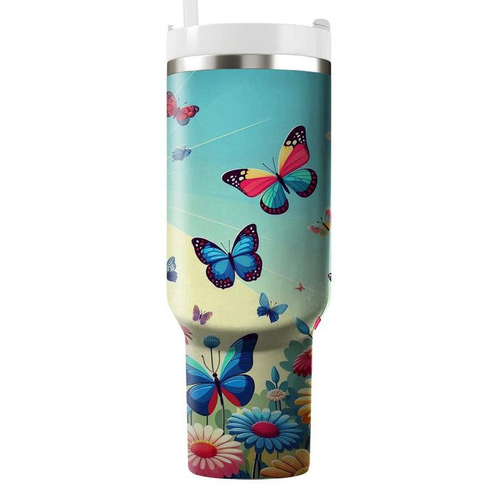 Vivid Butterfly Flutter  Personalized Tumblers