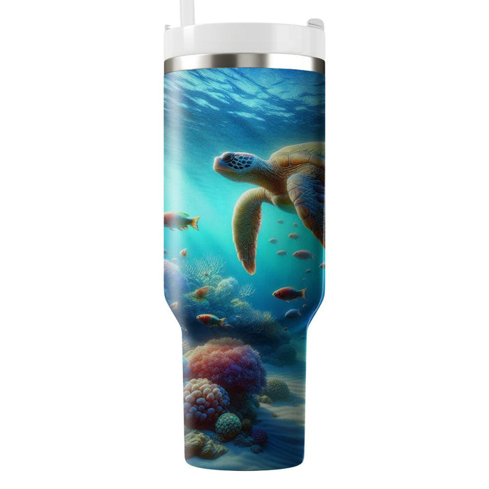 Serene Turtle Ocean  Tumbler Cups